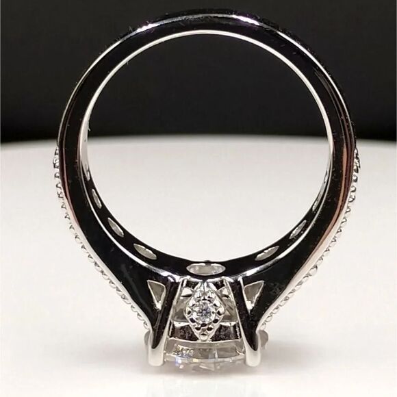Certified 3.85ct Full Moissanite Luxury Engagement Wedding Ring Size 7 - Picture 5 of 10